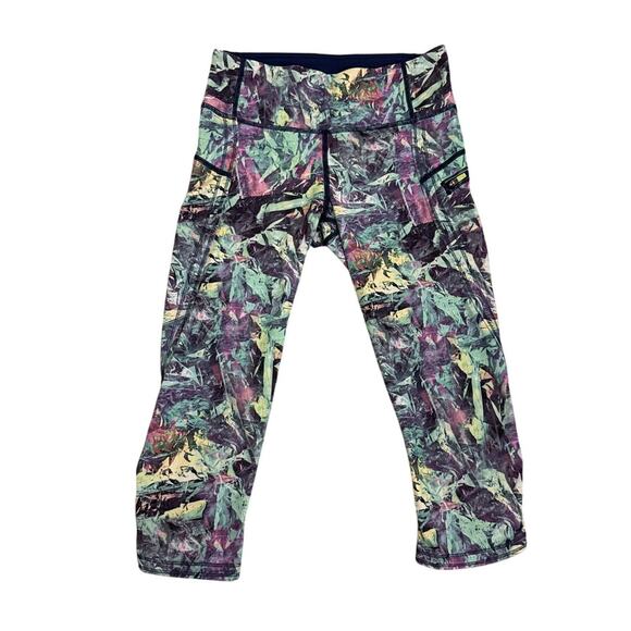 Lululemon Athletica Top Speed Multicolor Cropped Leggings Size 4 - Picture 1 of 3
